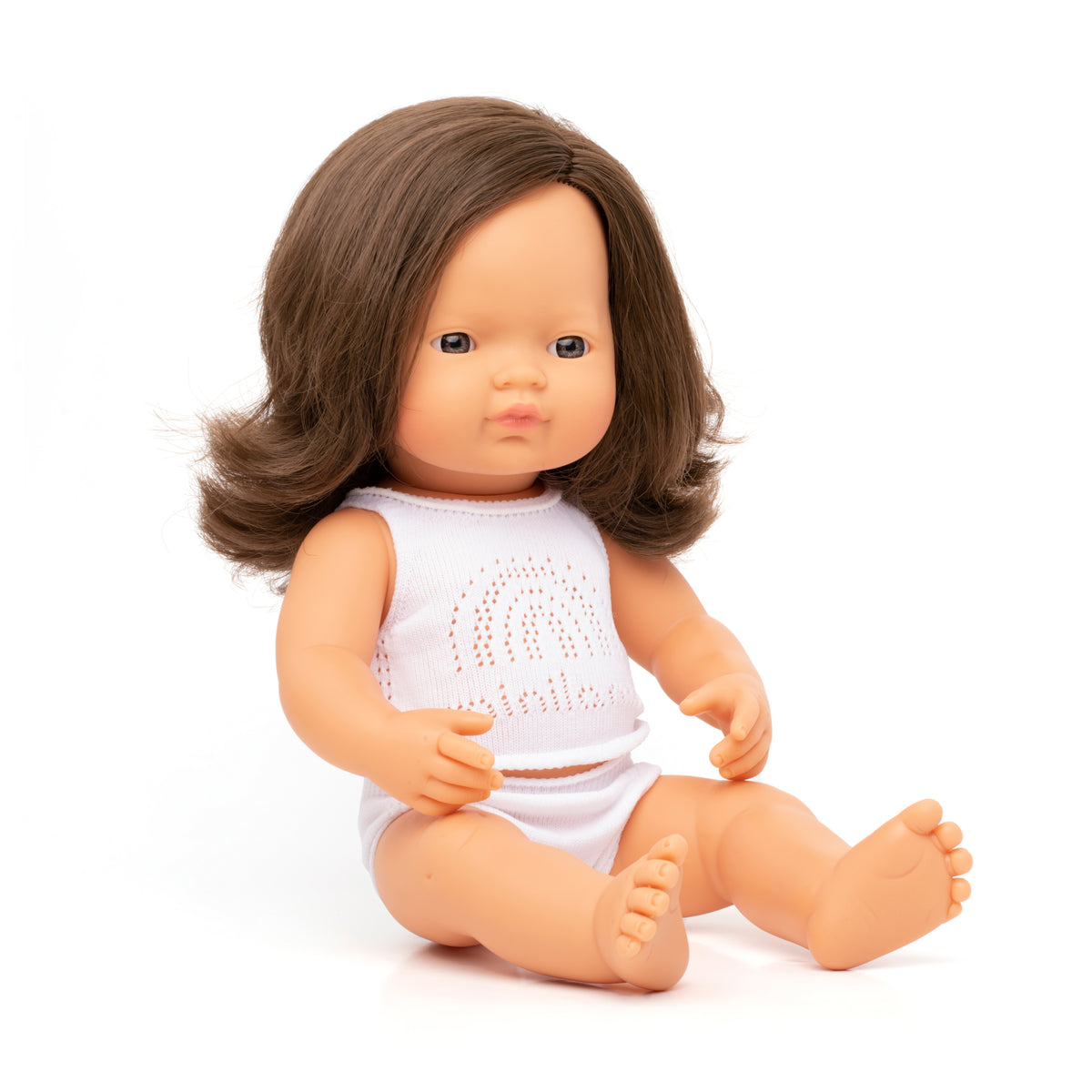 Miniland Baby Doll Caucasian GIRL 38 cm BRUNETTE – littlewhimsy