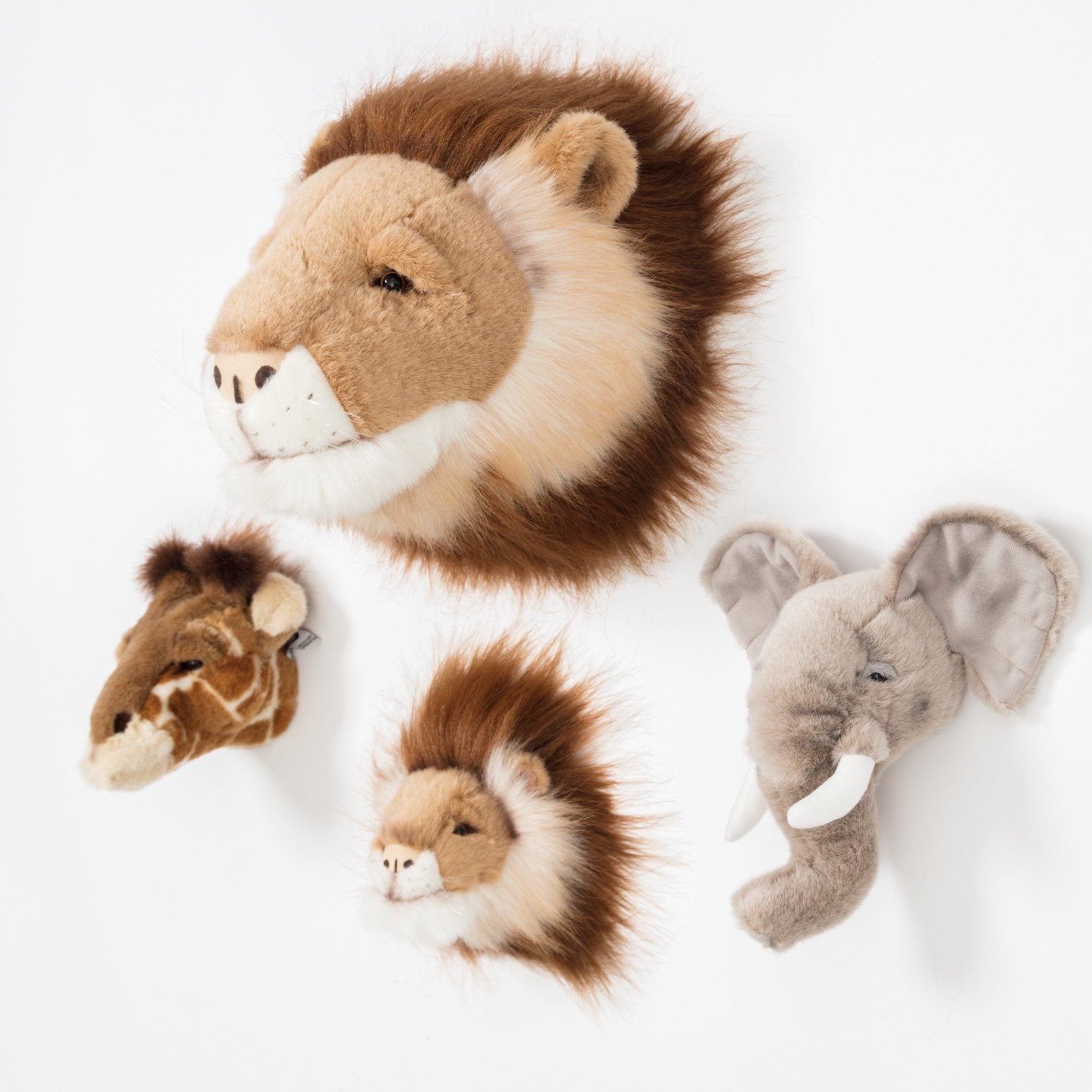 LOVE THIS! Wild & Soft Animal Head Safari Mini Set - Elephant, Giraffe, Lion from Wild & Soft - shop at littlewhimsy NZ
