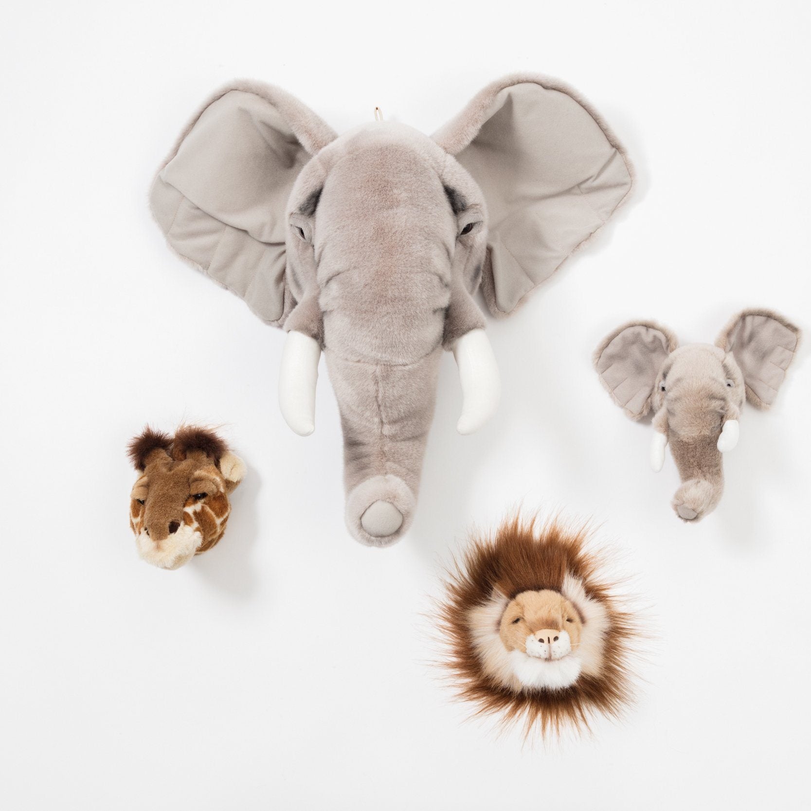 LOVE THIS! Wild & Soft Animal Head Safari Mini Set - Elephant, Giraffe, Lion from Wild & Soft - shop at littlewhimsy NZ