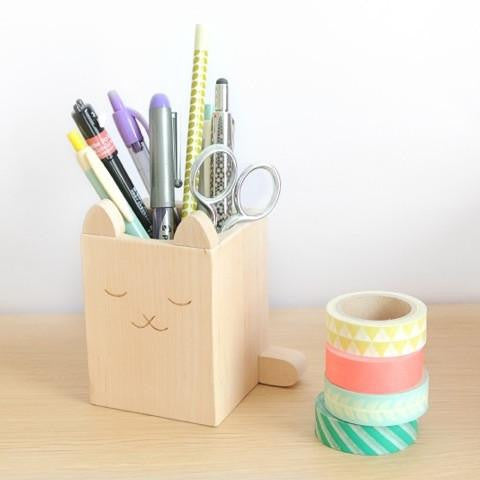 LOVE THIS! Wood Cat Pencil Cup from Briki Vroom Vroom - shop at littlewhimsy NZ