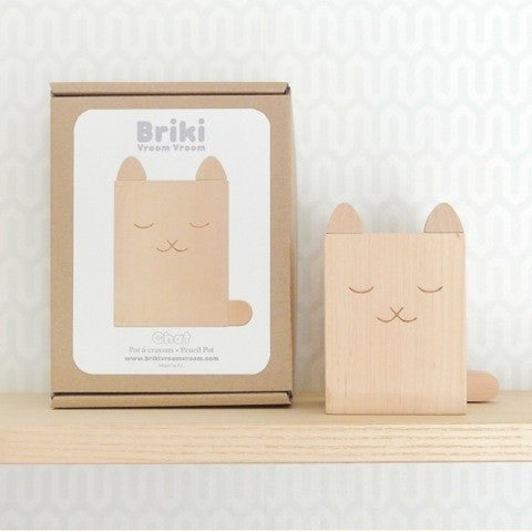 LOVE THIS! Wood Cat Pencil Cup from Briki Vroom Vroom - shop at littlewhimsy NZ