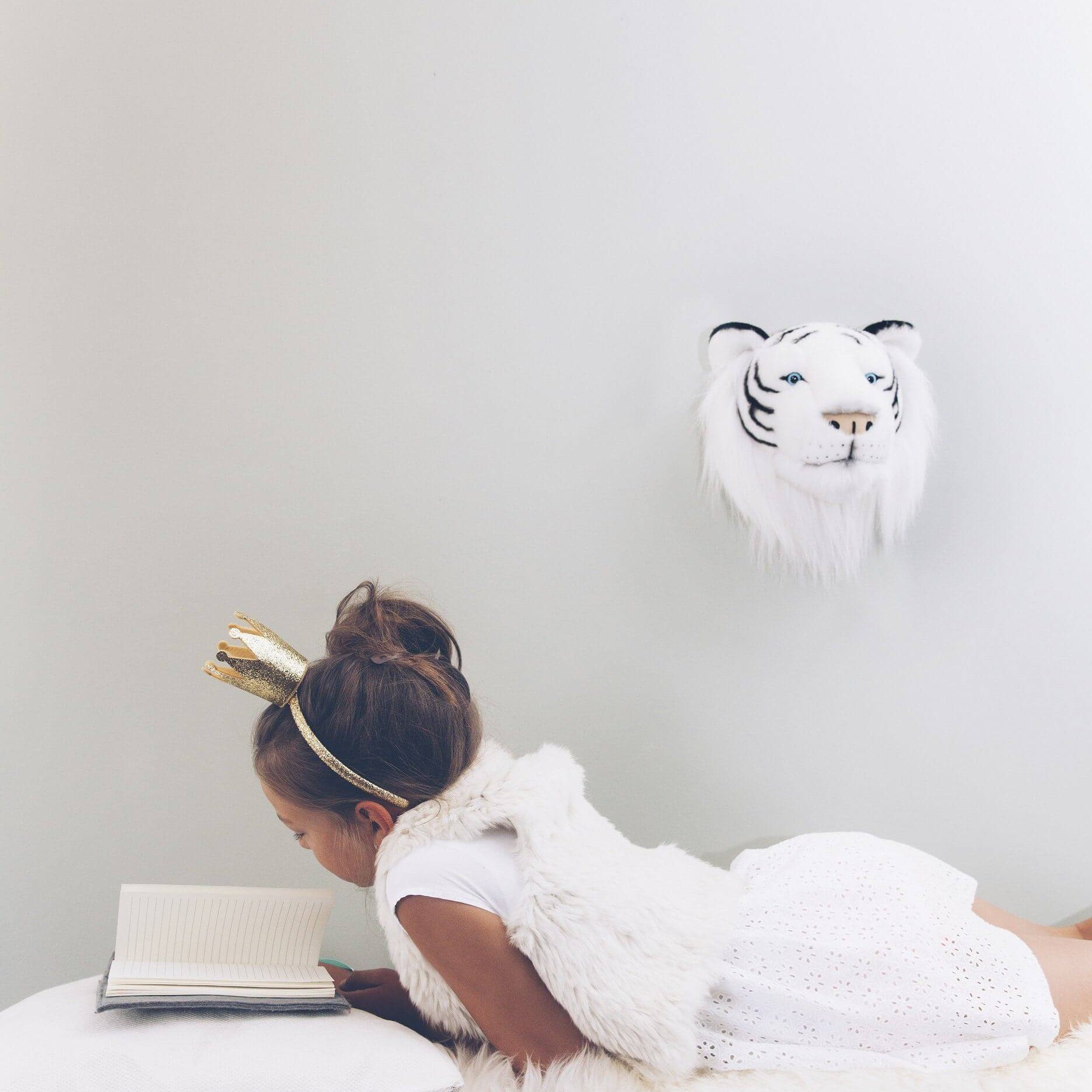 LOVE THIS! Albert the White Tiger - Wild & Soft Animal Head Large from Wild & Soft - shop at littlewhimsy NZ