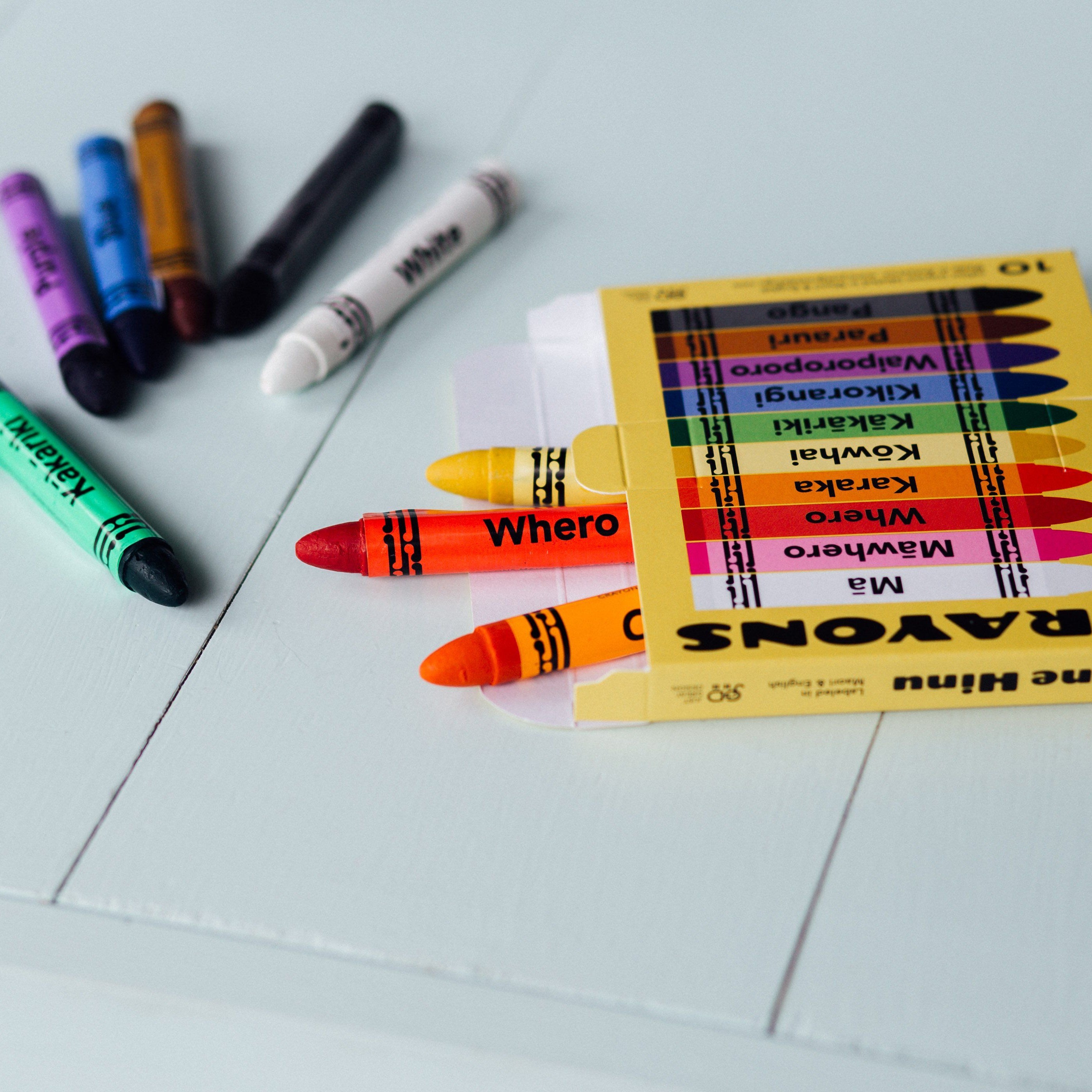 LOVE THIS! Kiwiana Crayons in Maori and English from Just Great Design - shop at littlewhimsy NZ