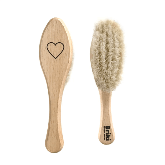 LOVE THIS! Wooden Heart Hairbrush from Briki Vroom Vroom - shop at littlewhimsy NZ