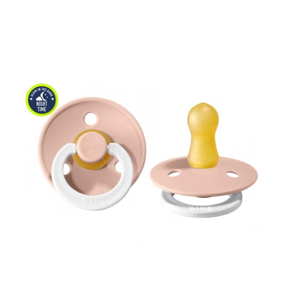 LOVE THIS! BIBS Pacifier Duo - NIGHT Blush - Size 2 from BIBS Denmark - shop at littlewhimsy NZ