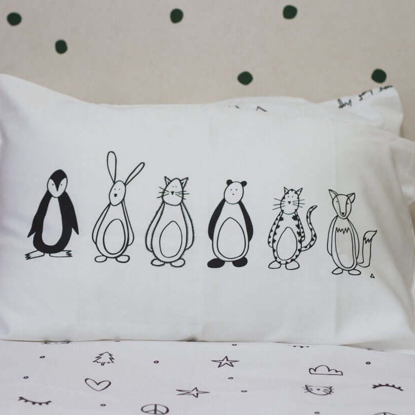 LOVE THIS! Friendly Fellows Organic Pillow Case from 100 Percent Heart - shop at littlewhimsy NZ