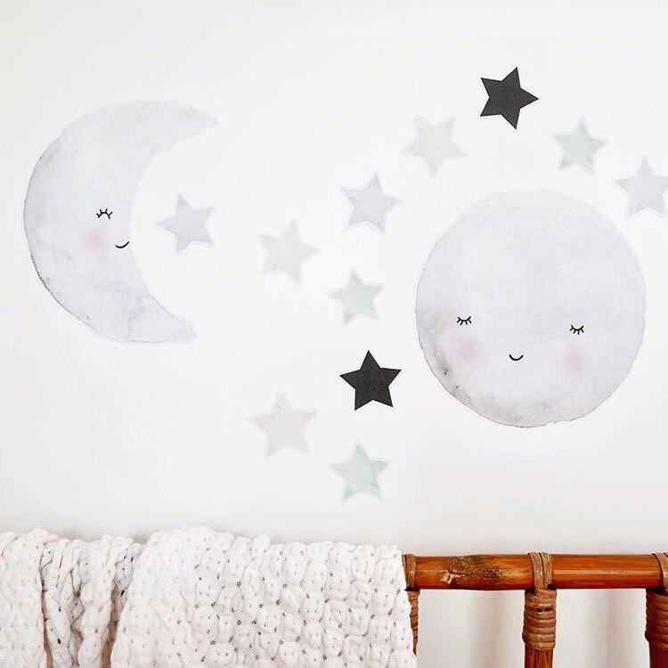 LOVE THIS! Moon and Star Decals - Collaboration with Carisse Enderwick from 100 Percent Heart - shop at littlewhimsy NZ