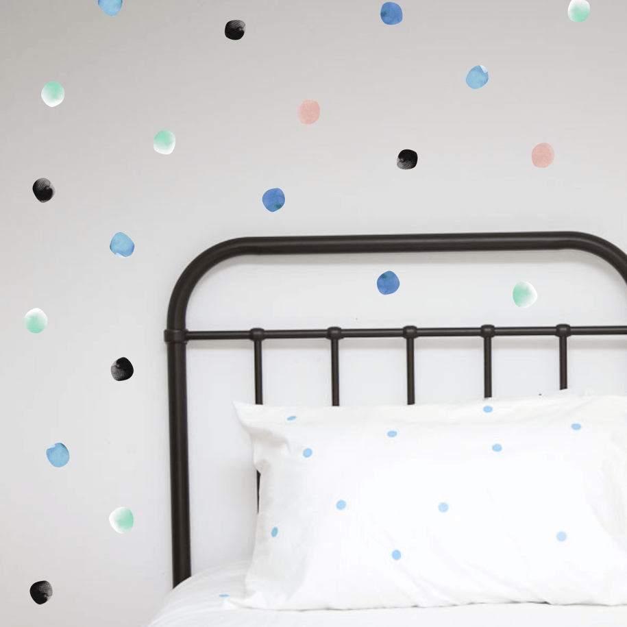 LOVE THIS! Wall Decals - Watercolour Hand Painted Polka Dots - Spring from 100 Percent Heart - shop at littlewhimsy NZ