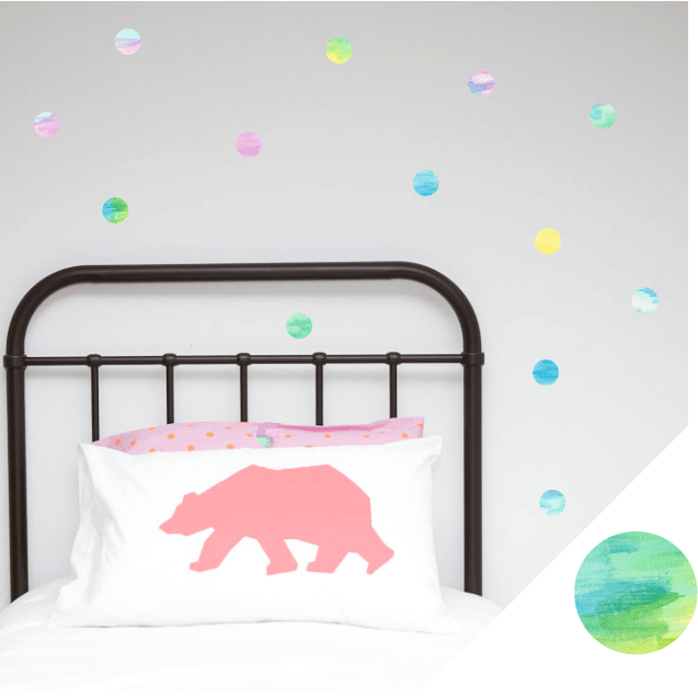 LOVE THIS! Wall Decals - Polka Dots - Watercolour Range from 100 Percent Heart - shop at littlewhimsy NZ