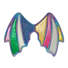 Colorful bat-shaped object on a white background
