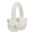 A white plush cat-shaped handbag with a long handle, featuring embroidered black whiskers and eyes, pink nose and inner ears, and small pink stitched details on the ears.