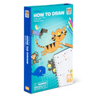 Book titled 'How to Draw' with illustrations of animals on a blue cover