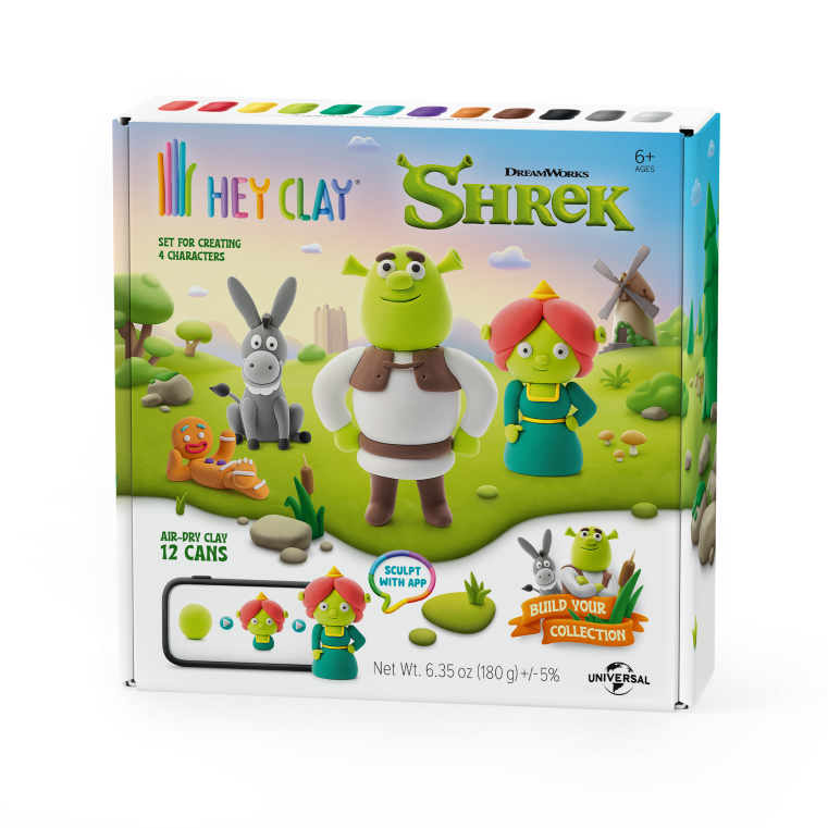 DreamWorks Shrek Hey Clay collection kit in its original retail packaging, featuring colorful character designs on the front box art.