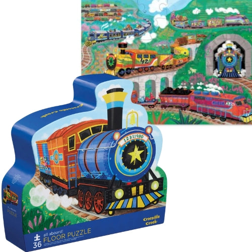 Crocodile Creek - Locomotive Train - 24-piece Puzzle ＆ Vehicle Play Set＿並行輸入品 Crocodile Creek World of Trains Placemat