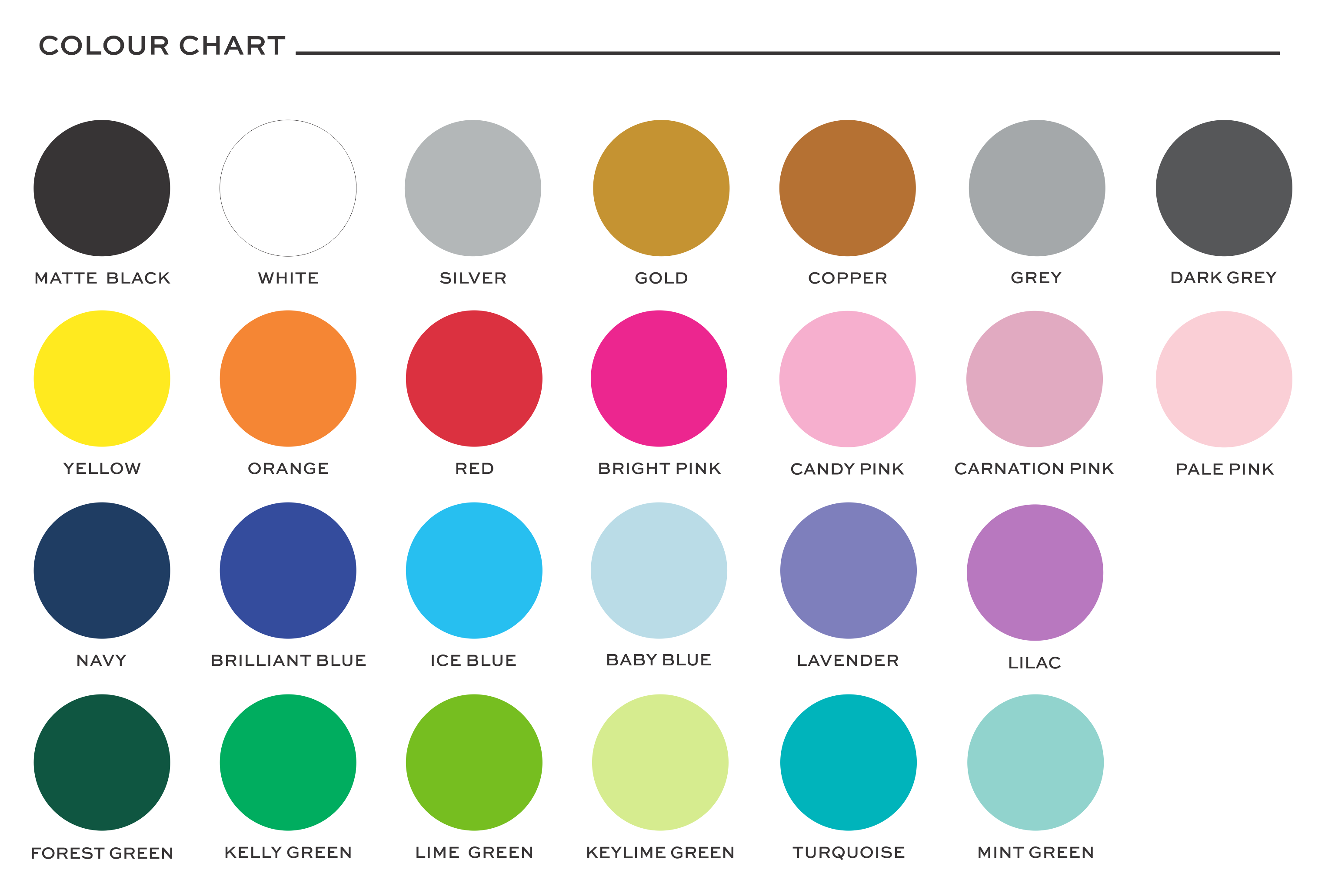 Colour Chart From The Wall Sticker Company