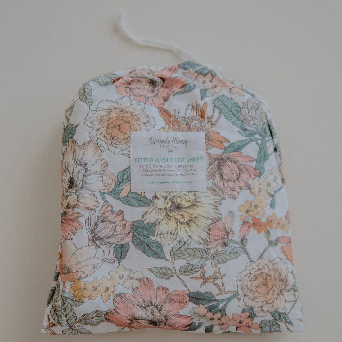 LOVE THIS! Fitted Cot Sheet | Australiana Floral from Snuggle Hunny - shop at littlewhimsy NZ