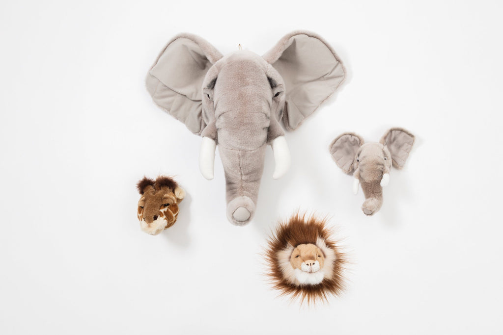 LOVE THIS! Wild & Soft Animal Head Safari Mini Set - Elephant, Giraffe, Lion from Wild & Soft - shop at littlewhimsy NZ