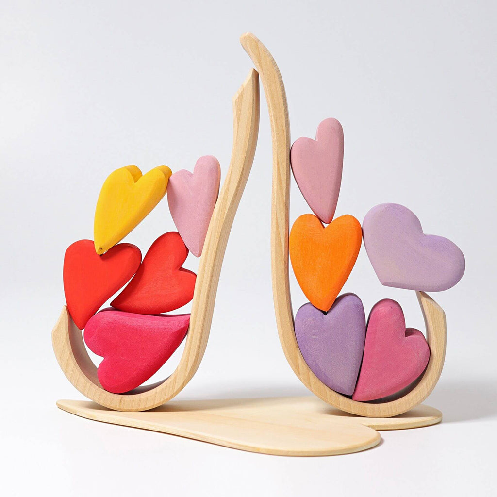 LOVE THIS! Grimm's Wooden Heart Blocks - Pinks from Grimm's - shop at littlewhimsy NZ