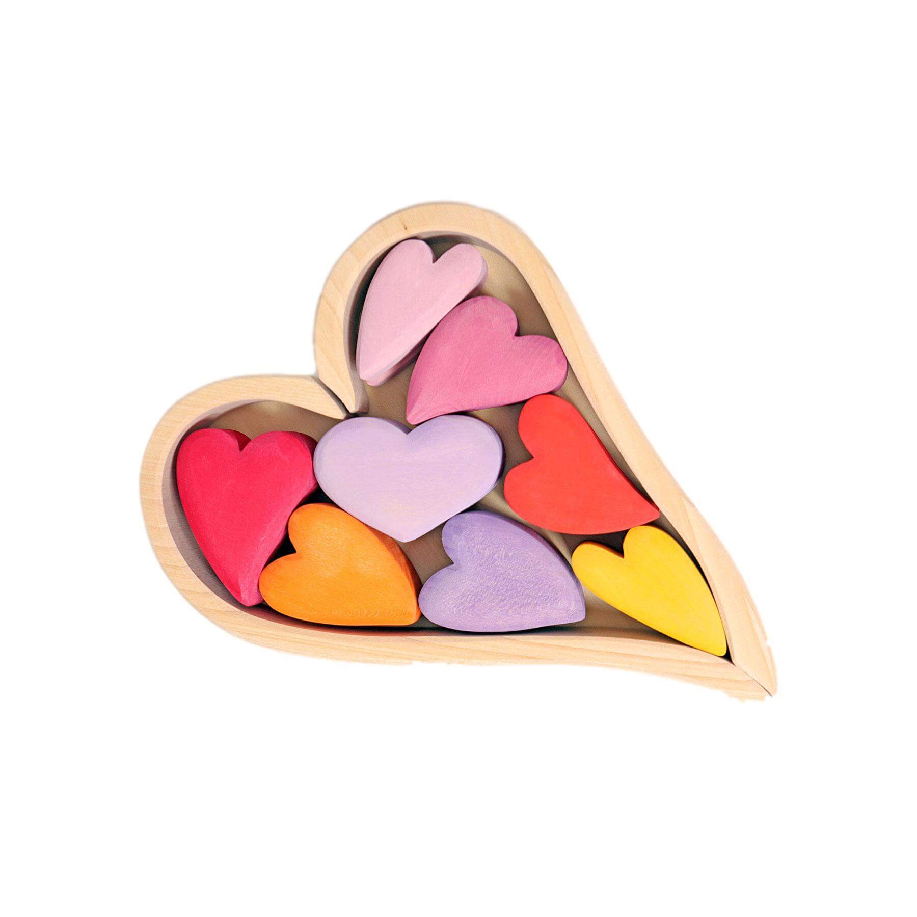 LOVE THIS! Grimm's Wooden Heart Blocks - Pinks from Grimm's - shop at littlewhimsy NZ