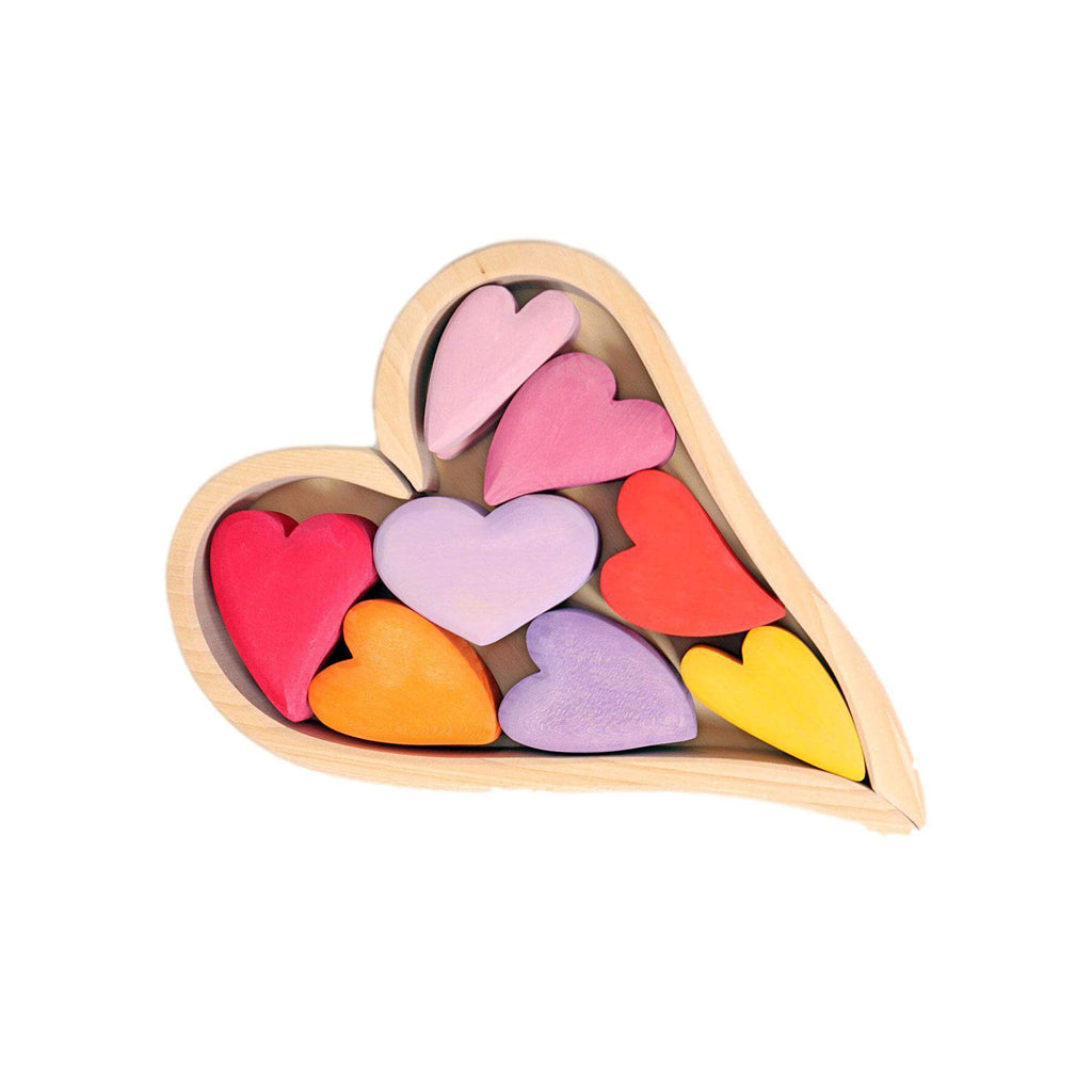 LOVE THIS! Grimm's Wooden Heart Blocks - Pinks from Grimm's - shop at littlewhimsy NZ