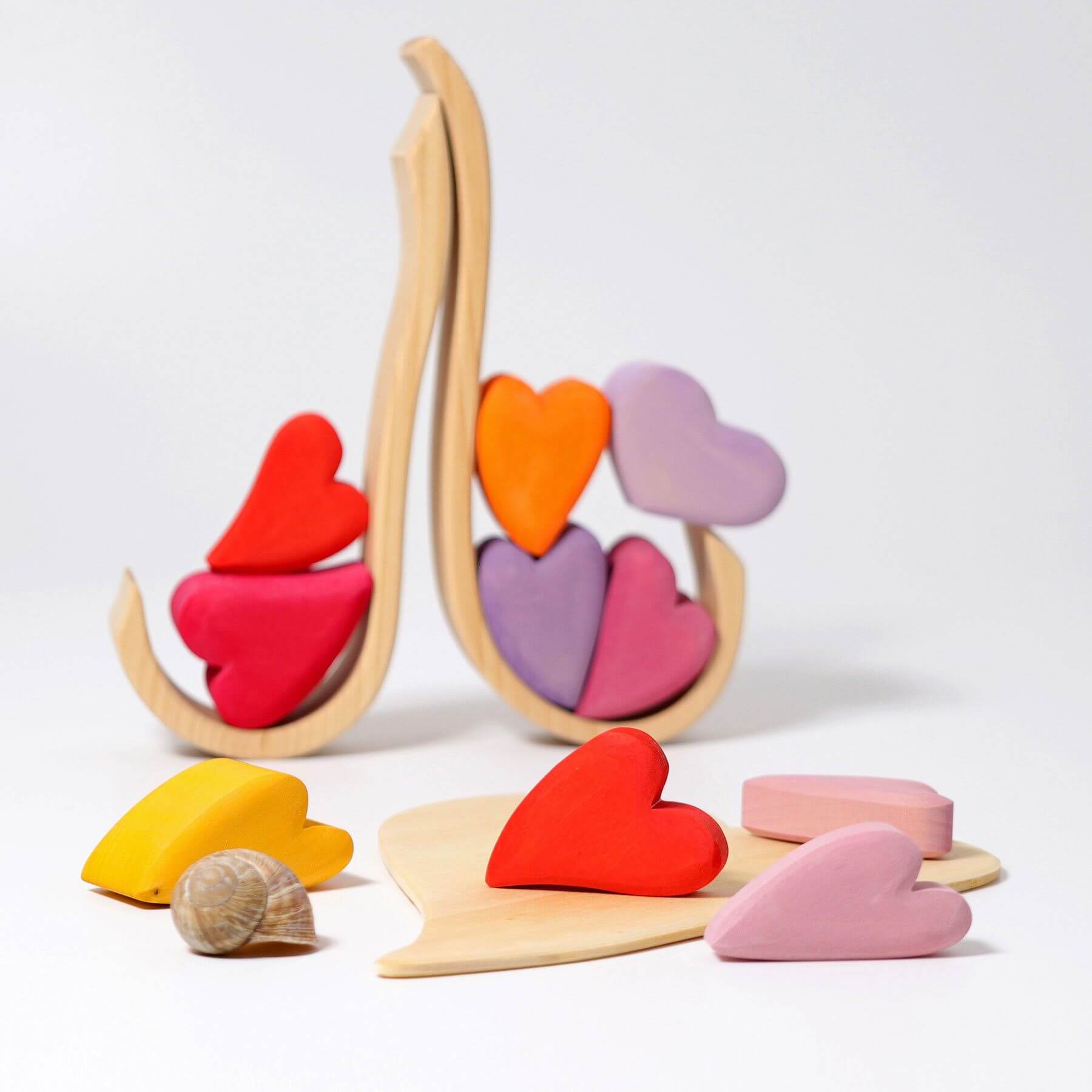 LOVE THIS! Grimm's Wooden Heart Blocks - Pinks from Grimm's - shop at littlewhimsy NZ