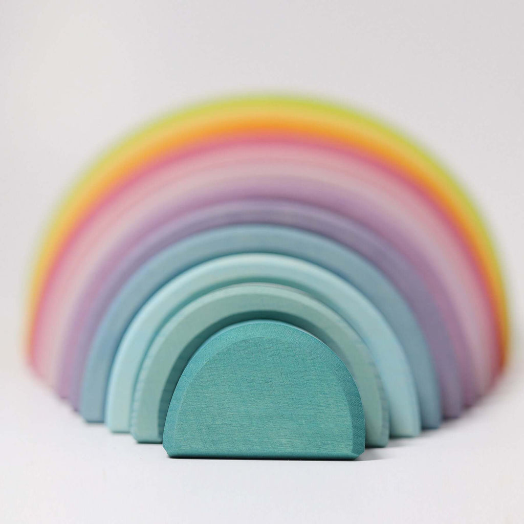 LOVE THIS! Grimm's Extra Large Pastel Rainbow Tunnel from Grimm's - shop at littlewhimsy NZ