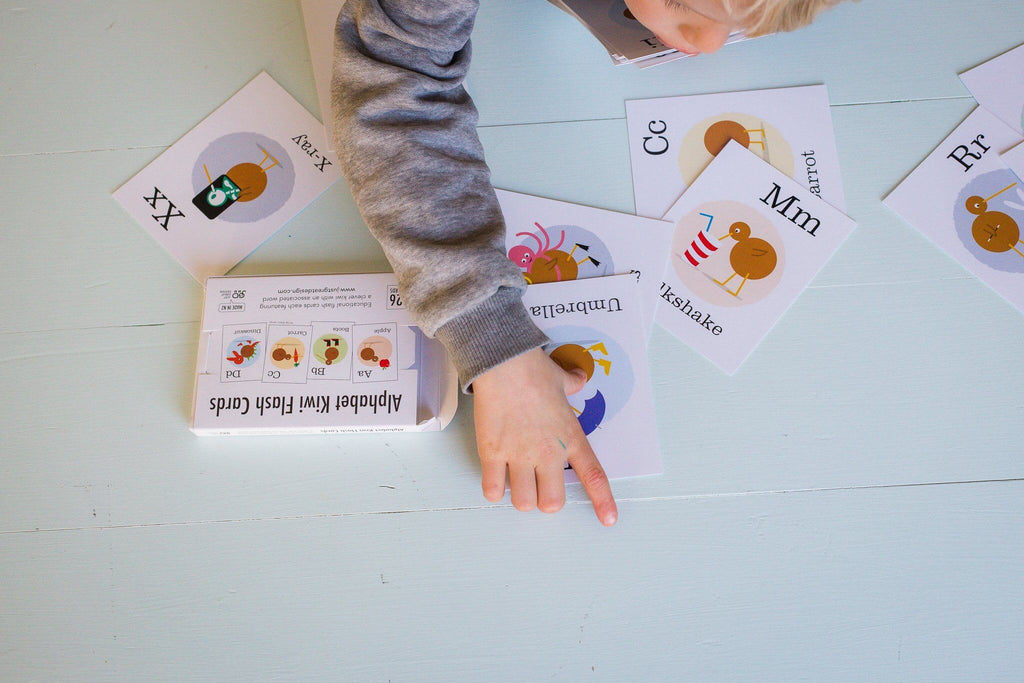 LOVE THIS! Alphabet Kiwi Flash Cards from Just Great Design - shop at littlewhimsy NZ