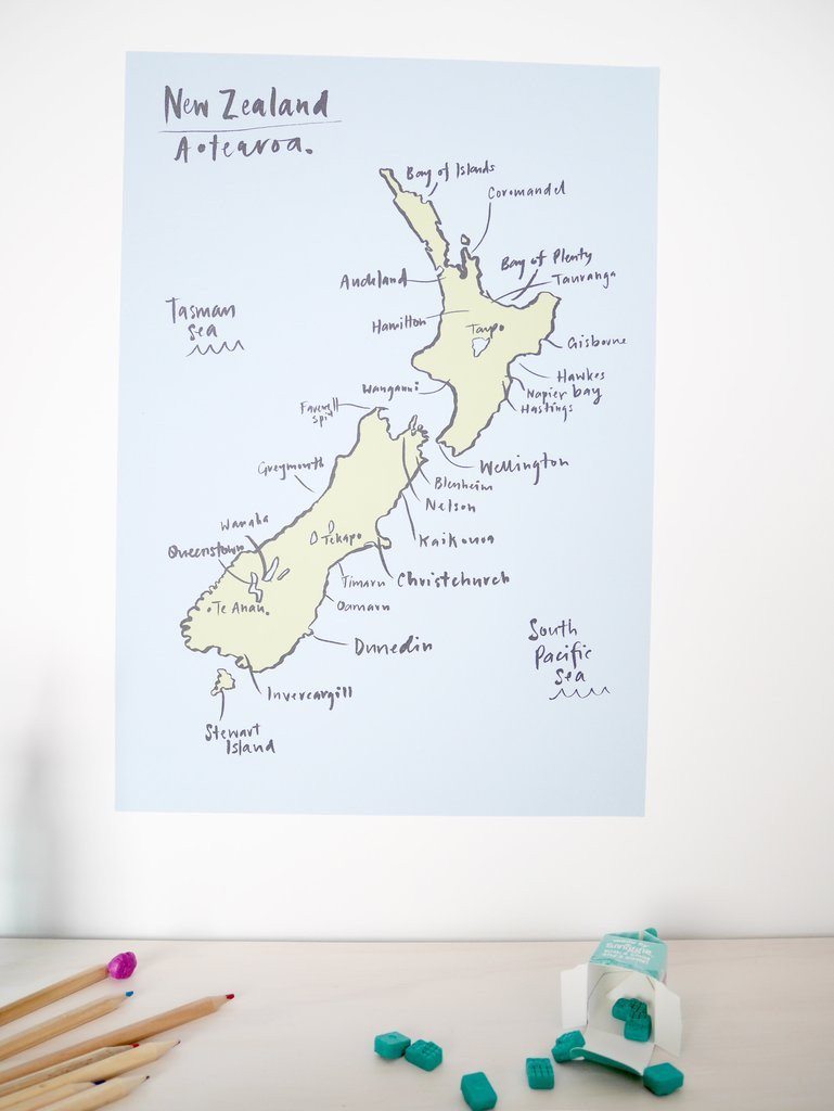 LOVE THIS! NZ Map Decal - Reusable from 100 Percent Heart - shop at littlewhimsy NZ