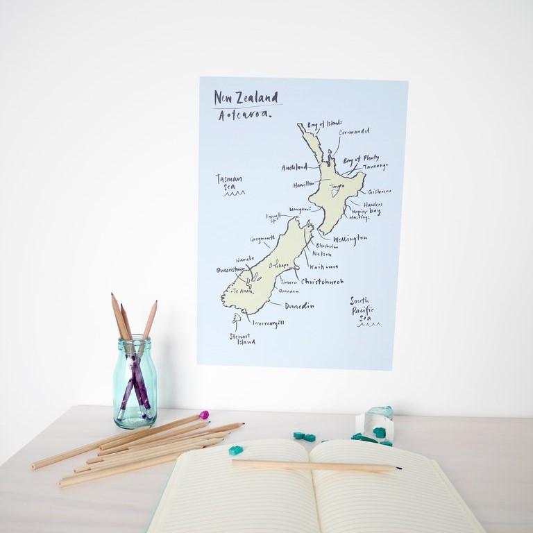 LOVE THIS! NZ Map Decal - Reusable from 100 Percent Heart - shop at littlewhimsy NZ