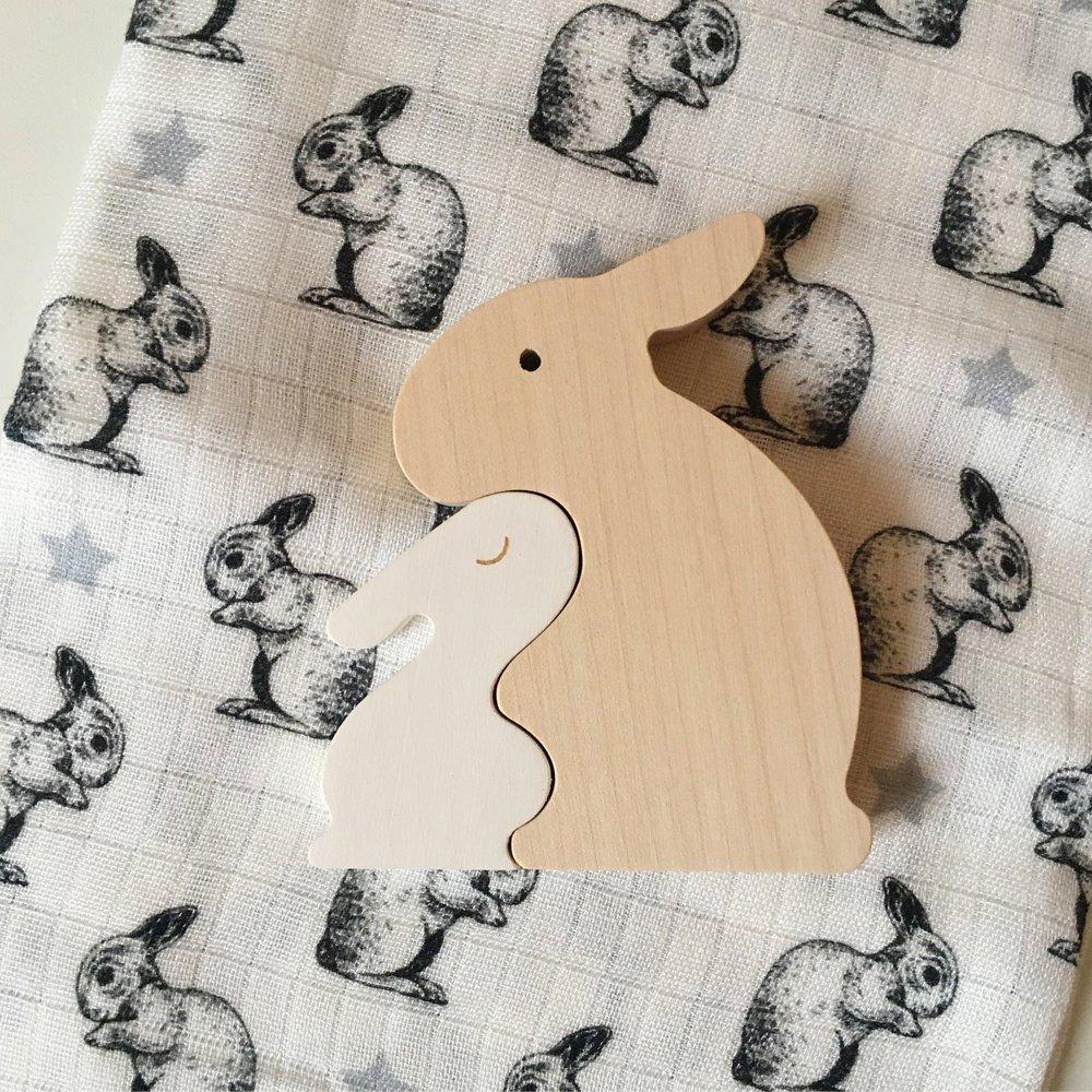 LOVE THIS! Wooden Bunny Puzzle from Briki Vroom Vroom - shop at littlewhimsy NZ