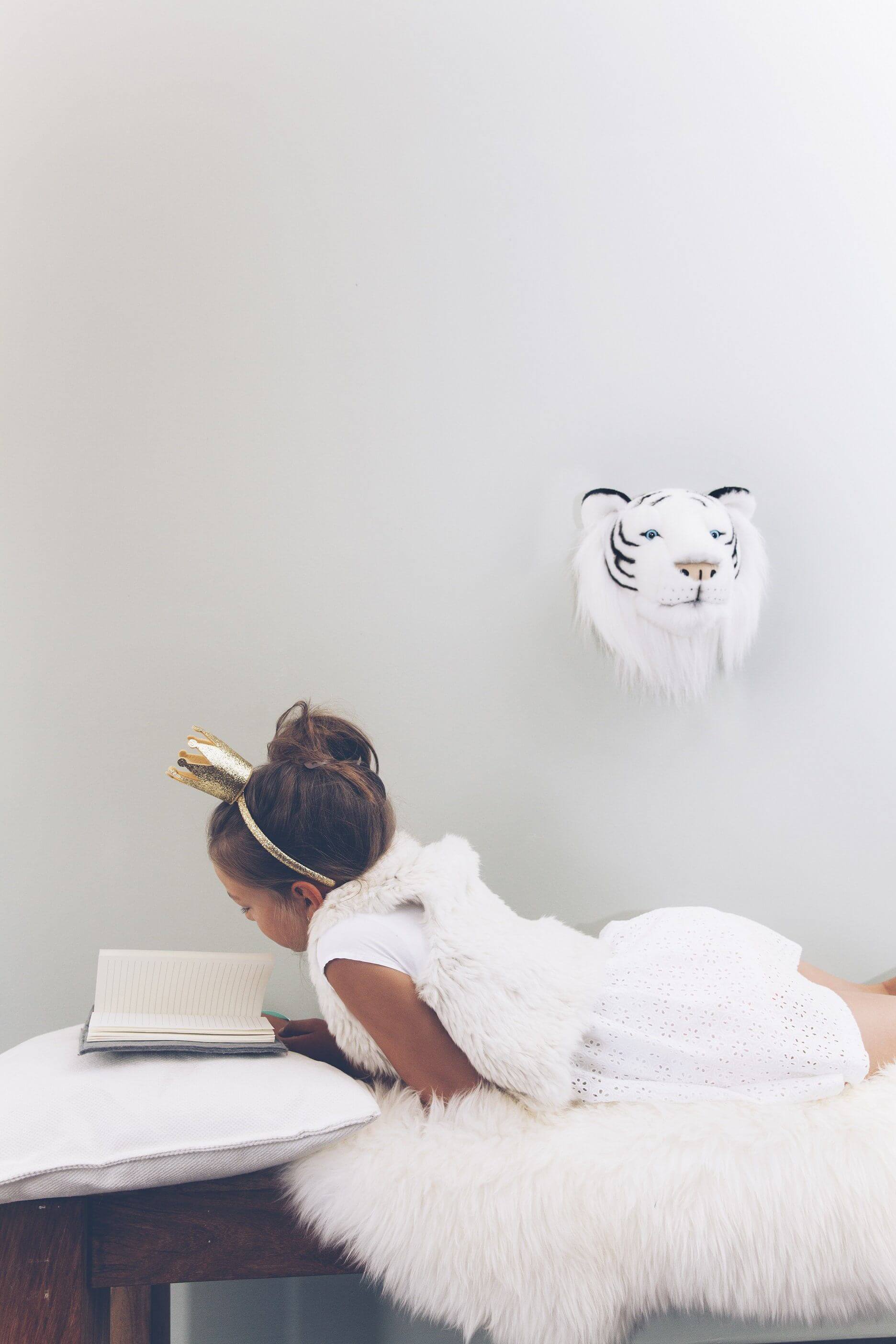 LOVE THIS! Albert the White Tiger - Wild & Soft Animal Head Large from Wild & Soft - shop at littlewhimsy NZ