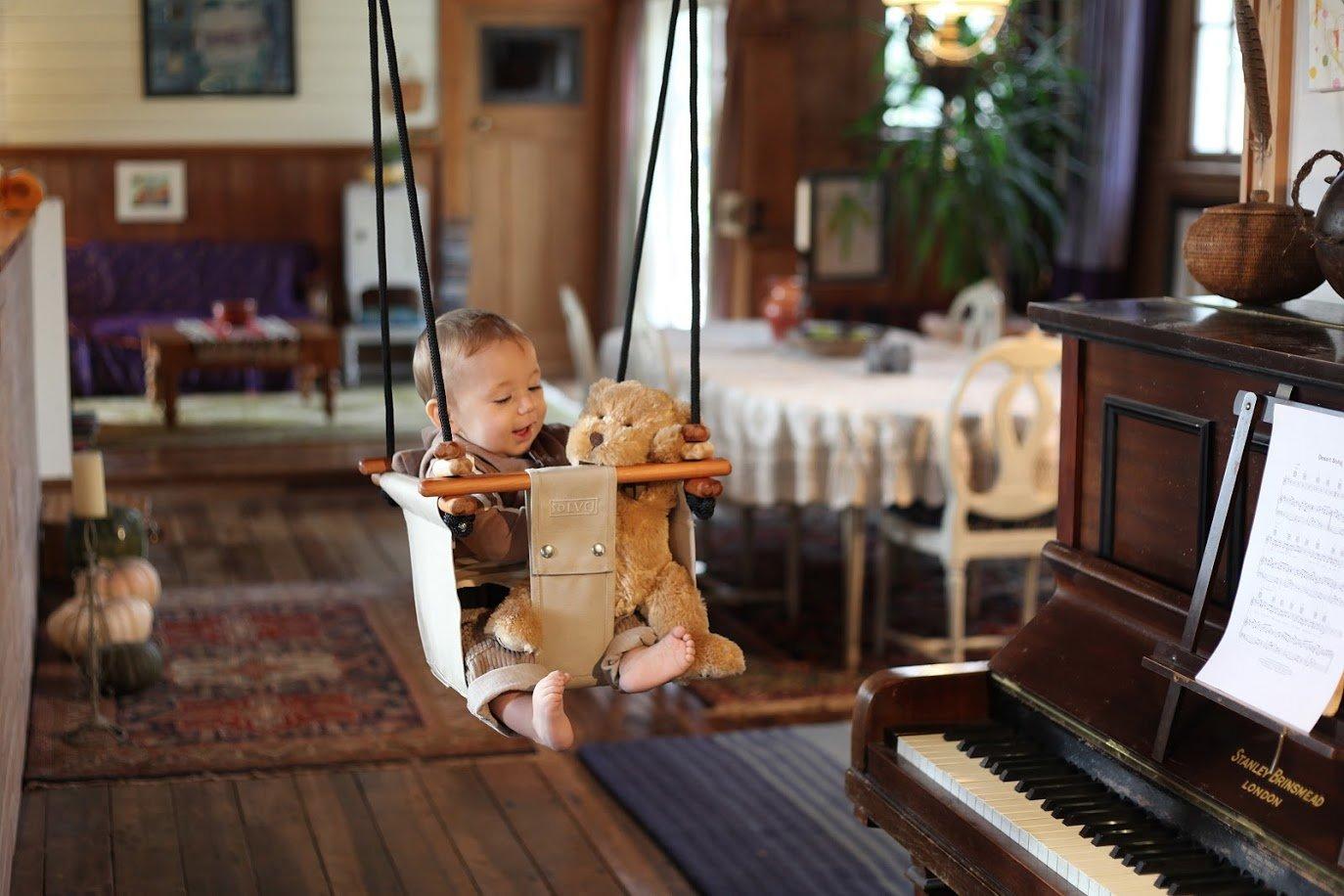 LOVE THIS! Solvej Baby + Toddler Swings - Soft Linen from Solvej Swings - shop at littlewhimsy NZ