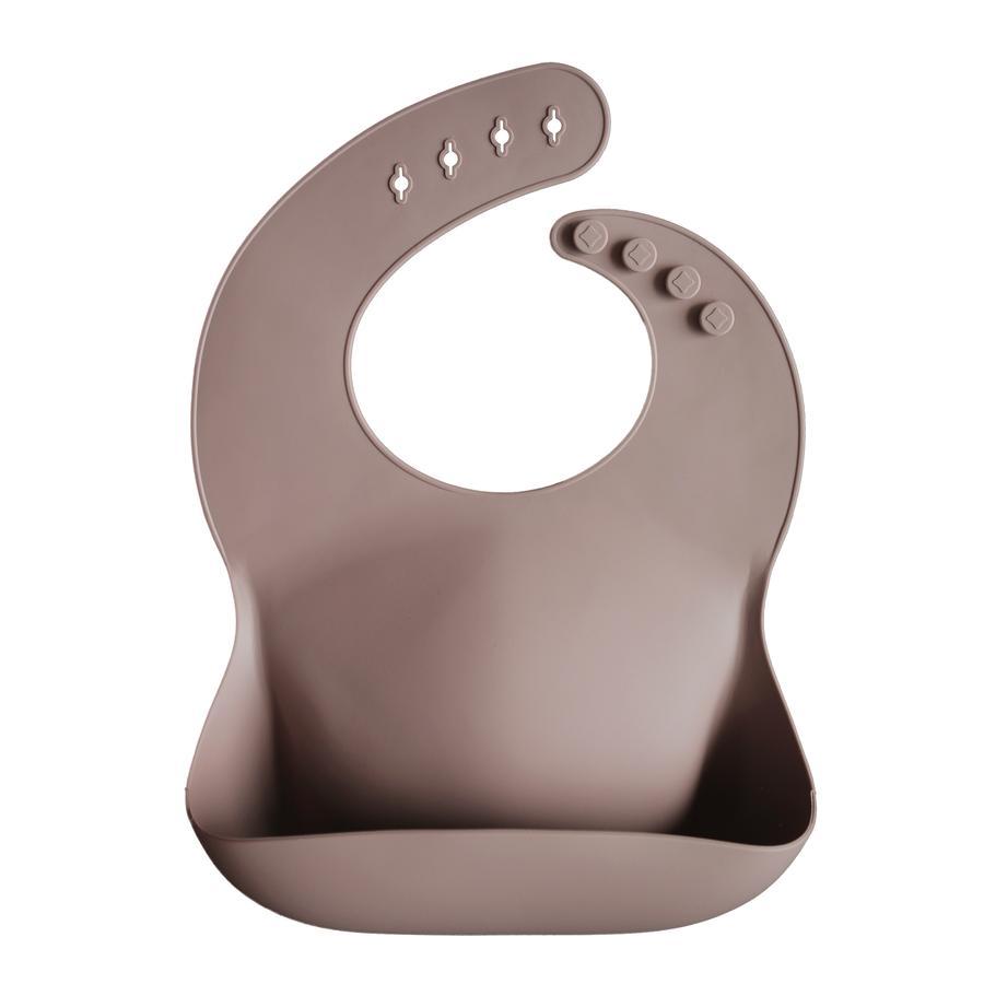 LOVE THIS! Mushie Silicone Baby Bib - Warm Taupe from Mushie - shop at littlewhimsy NZ