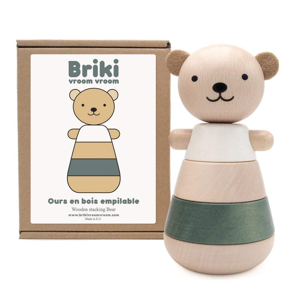 LOVE THIS! Stacking Wooden Bear - Green from Briki Vroom Vroom - shop at littlewhimsy NZ