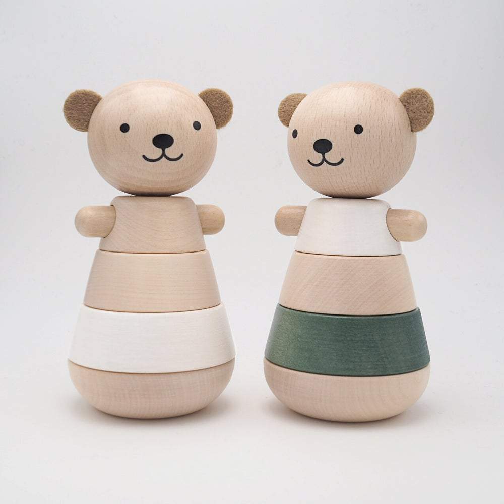 LOVE THIS! Stacking Wooden Bear - White from Briki Vroom Vroom - shop at littlewhimsy NZ