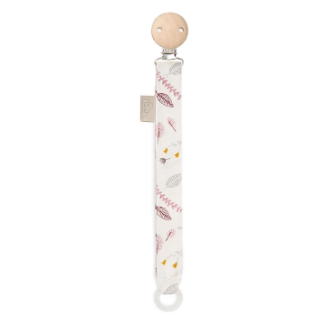 LOVE THIS! Cam Cam Pacifier Holder - GOTS - Pressed Leaves Rose from CamCam - shop at littlewhimsy NZ