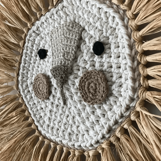 LOVE THIS! ILA Y ELA Lion Wall Hanging - Natural with Shiny Sand Face 65 cm from ILA Y ELA - shop at littlewhimsy NZ