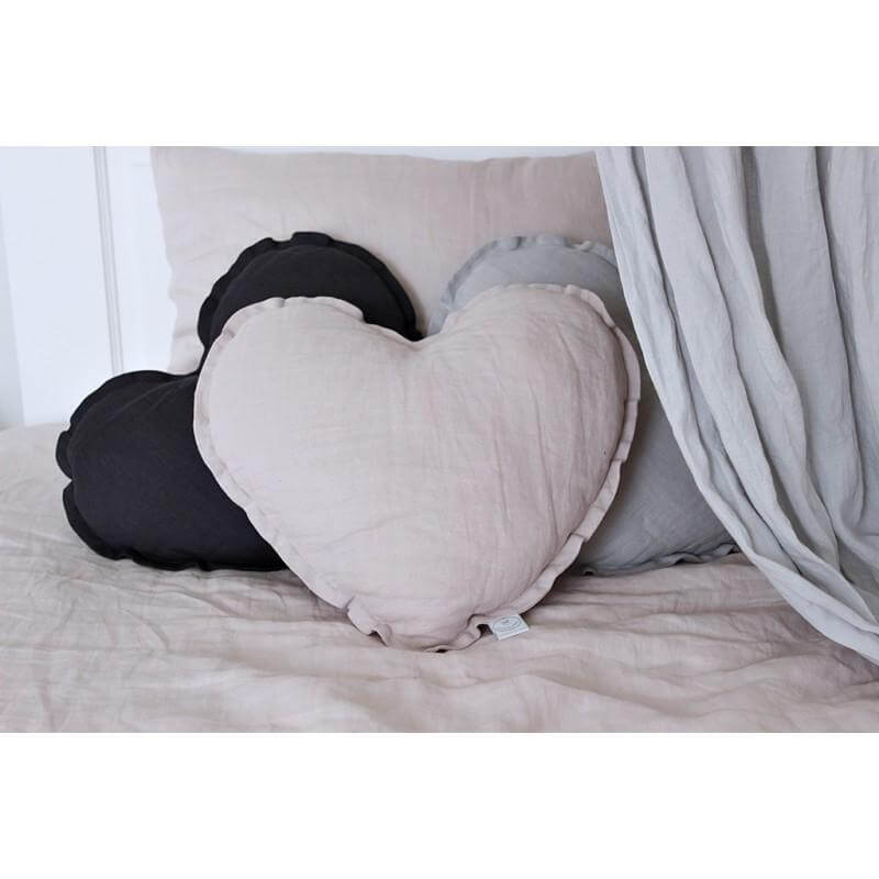LOVE THIS! Heart Cushion Large - Dusty Pink Linen from Cotton & Sweets - shop at littlewhimsy NZ