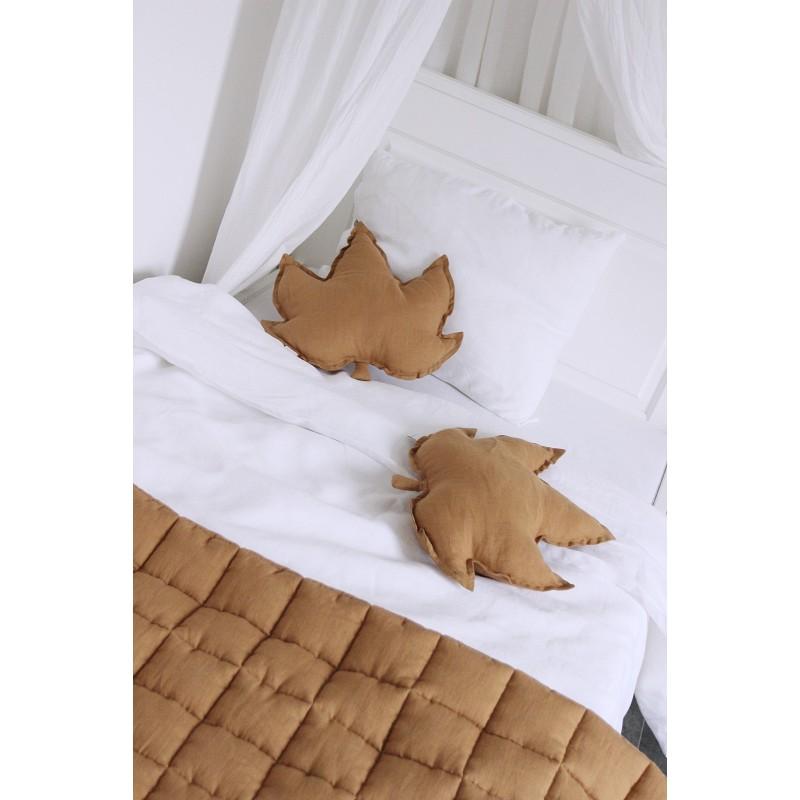 LOVE THIS! Maple Leaf Cushion Large - Caramel Mustard Linen from Cotton & Sweets - shop at littlewhimsy NZ