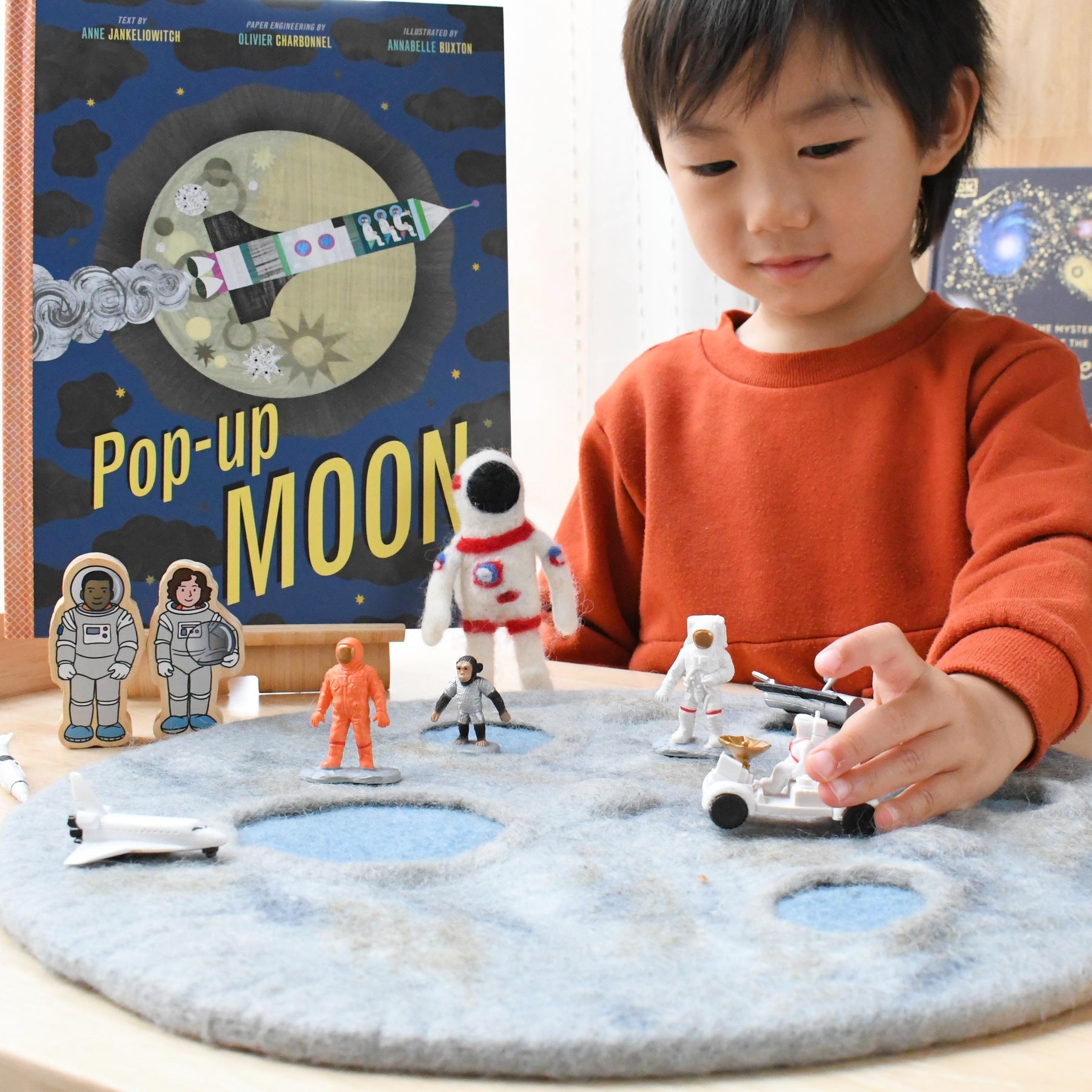 Moon Rover Play Rug Play Mat Playscape | Moon Crater with Astronaut – littlewhimsy