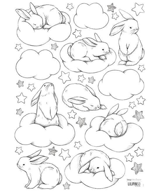 LOVE THIS! Wall Decals - Bunnies, Clouds and Stars A3 from Lilipinso - shop at littlewhimsy NZ
